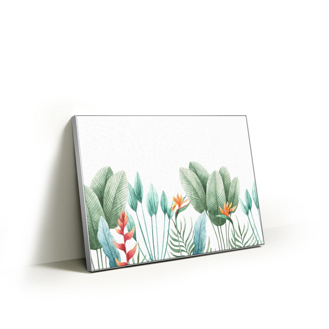 Botanical Radiance: Light Green & Orange Floral Artwork